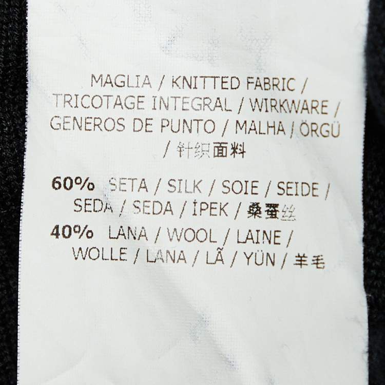 Pre Owned Weekend Max Mara Black Silk & Wool Knit Plisse Panel Top S