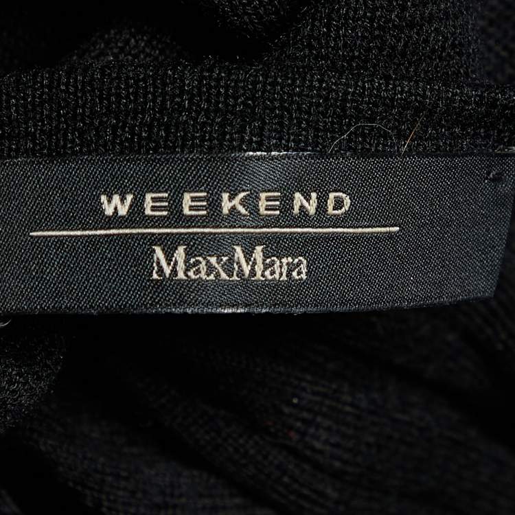 Pre Owned Weekend Max Mara Black Silk & Wool Knit Plisse Panel Top S