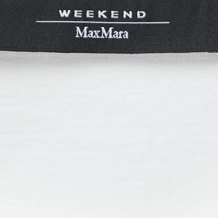 Pre Owned Weekend Max Mara White Cotton Ruffled Sleeveless Top XL