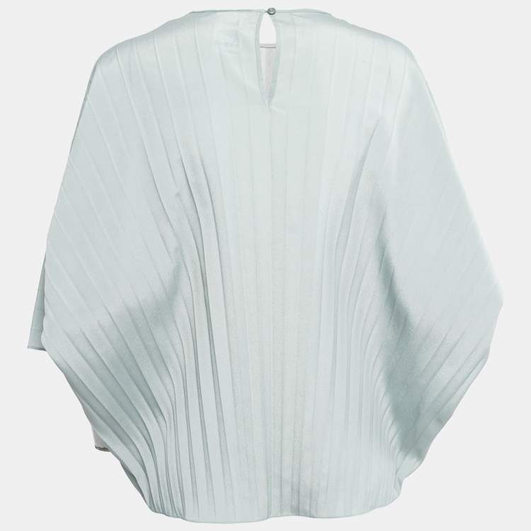 Pre Owned Weekend Max Mara Mint Green Pleated Polyester Kimono Sleeve Blouse M 