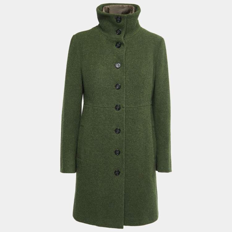 Pre Owned Weekend Max Mara Green Wool Single Breasted Mid-Length Coat M