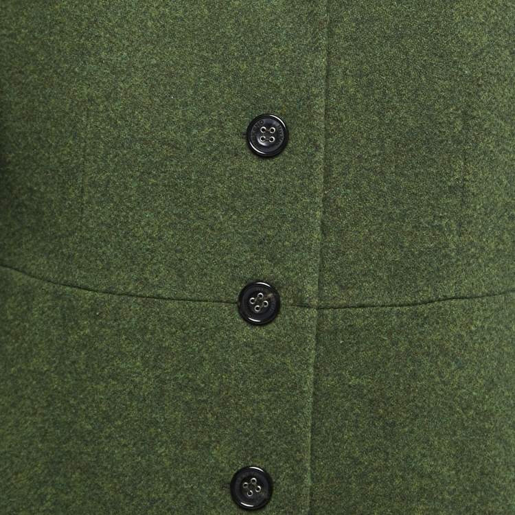 Pre Owned Weekend Max Mara Green Wool Single Breasted Mid-Length Coat M