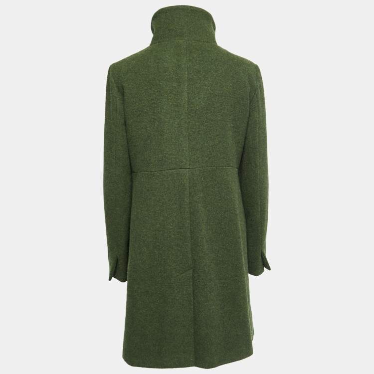 Pre Owned Weekend Max Mara Green Wool Single Breasted Mid-Length Coat M