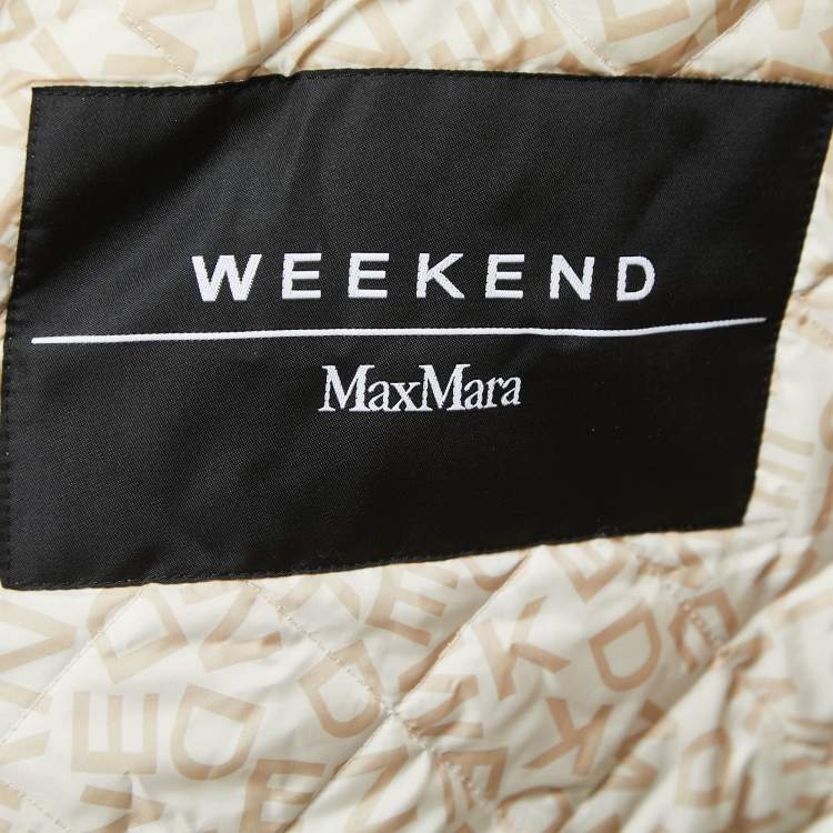 Pre Owned Weekend Max Mara Beige Quilted Synthetic Hooded Jacket M