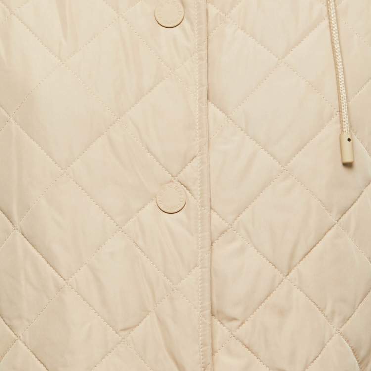 Pre Owned Weekend Max Mara Beige Quilted Synthetic Hooded Jacket M