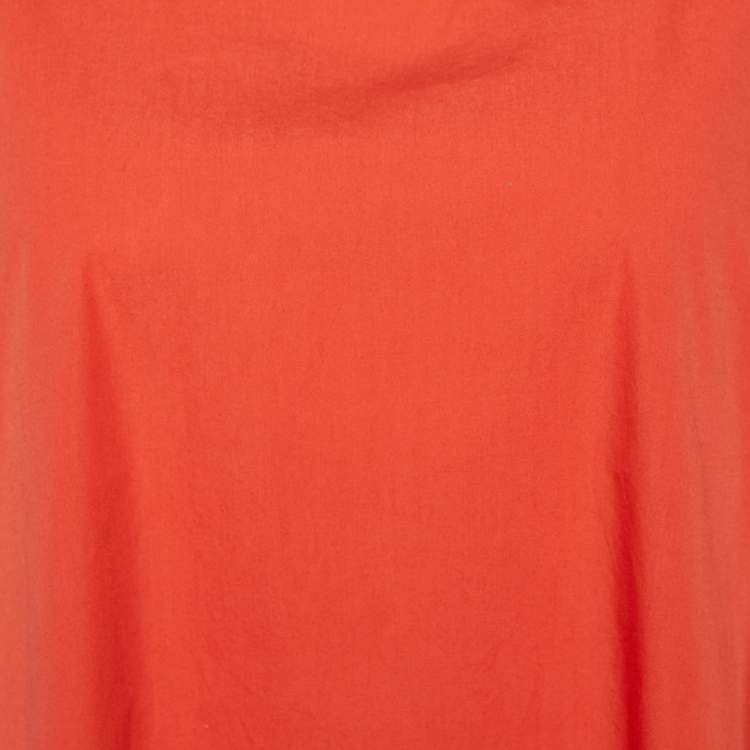 Pre Owned Weekend Max Mara Orange Cotton Shirred Sleeve Mini Dress M