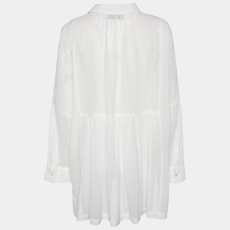Pre Owned Weekend Max Mara White Cotton Button Front Oversized Shirt M