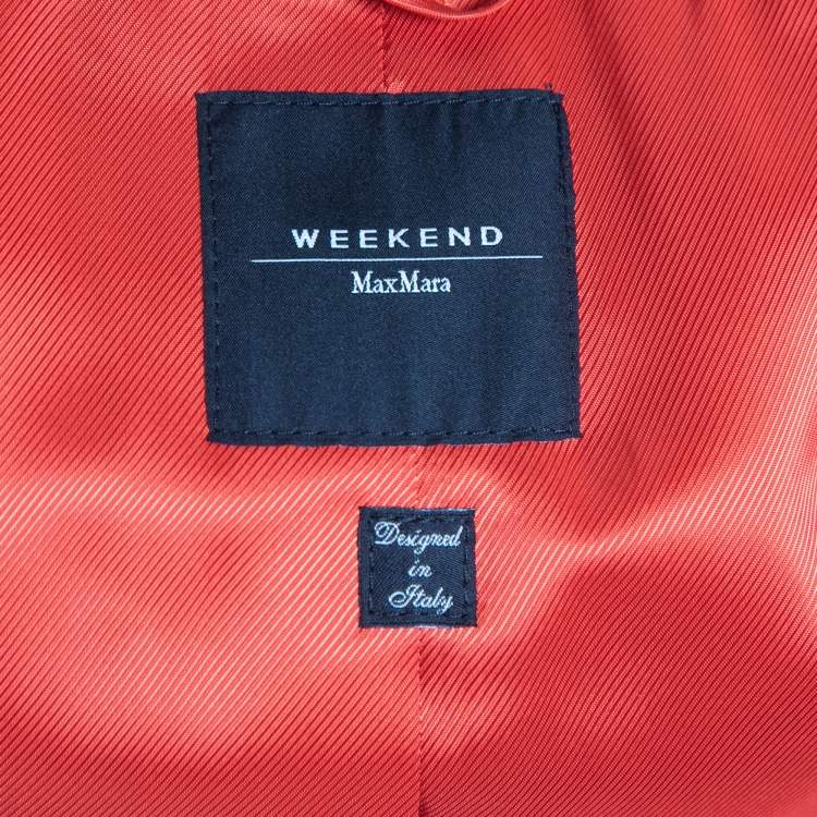 Pre Owned Weekend Max Mara Orange Wool Double-Breasted Coat S