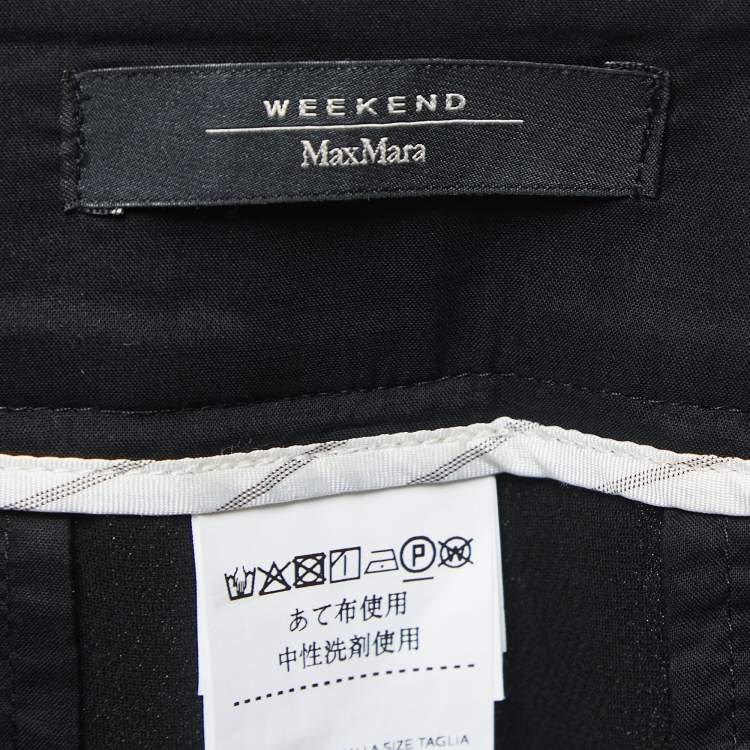 Pre Owned Weekend Max Mara Black Crepe Wide Leg Trousers M