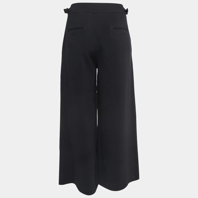 Pre Owned Weekend Max Mara Black Crepe Wide Leg Trousers M