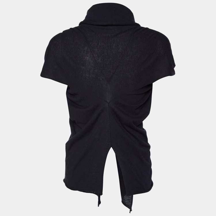Pre Owned Weekend Max Mara Black Knit Open Front Asymmetric Cardigan M