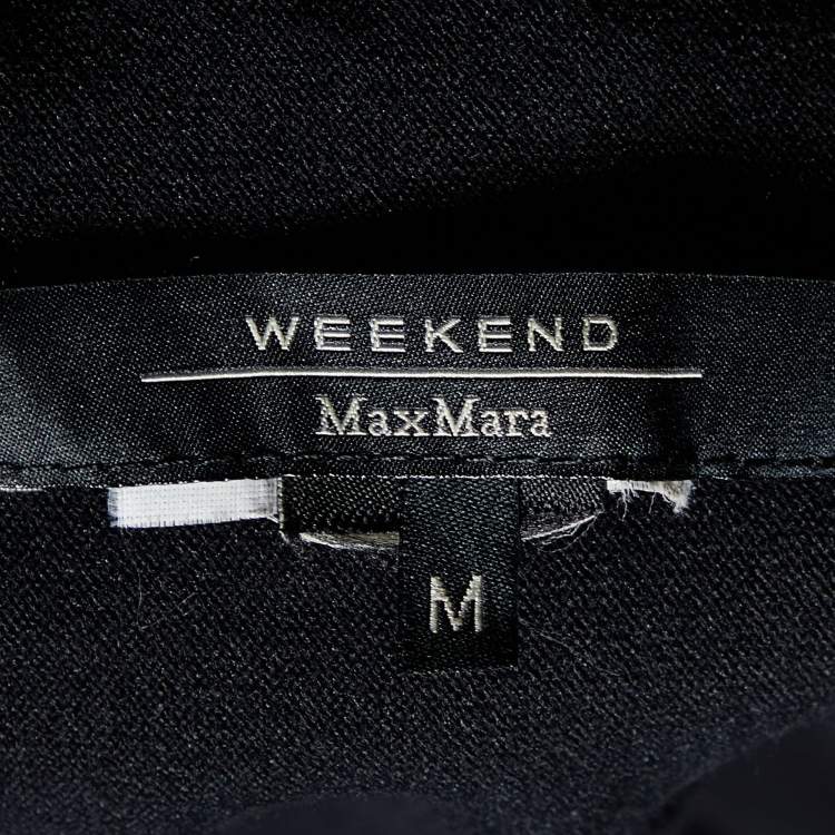 Pre Owned Weekend Max Mara Black Knit Open Front Asymmetric Cardigan M