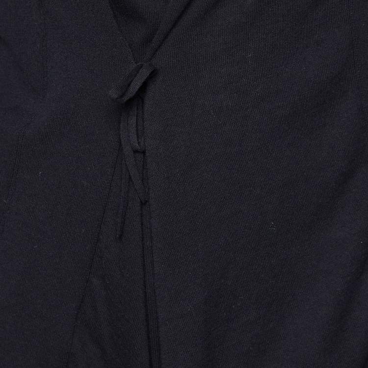 Pre Owned Weekend Max Mara Black Knit Open Front Asymmetric Cardigan M