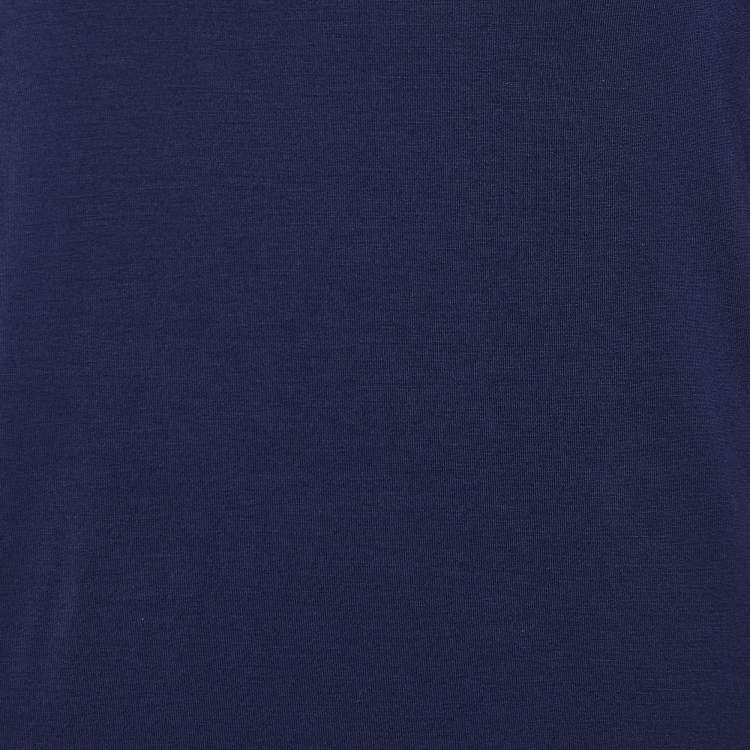 Pre Owned Weekend Max Mara Navy Blue Knit Embellished Neck T-Shirt S