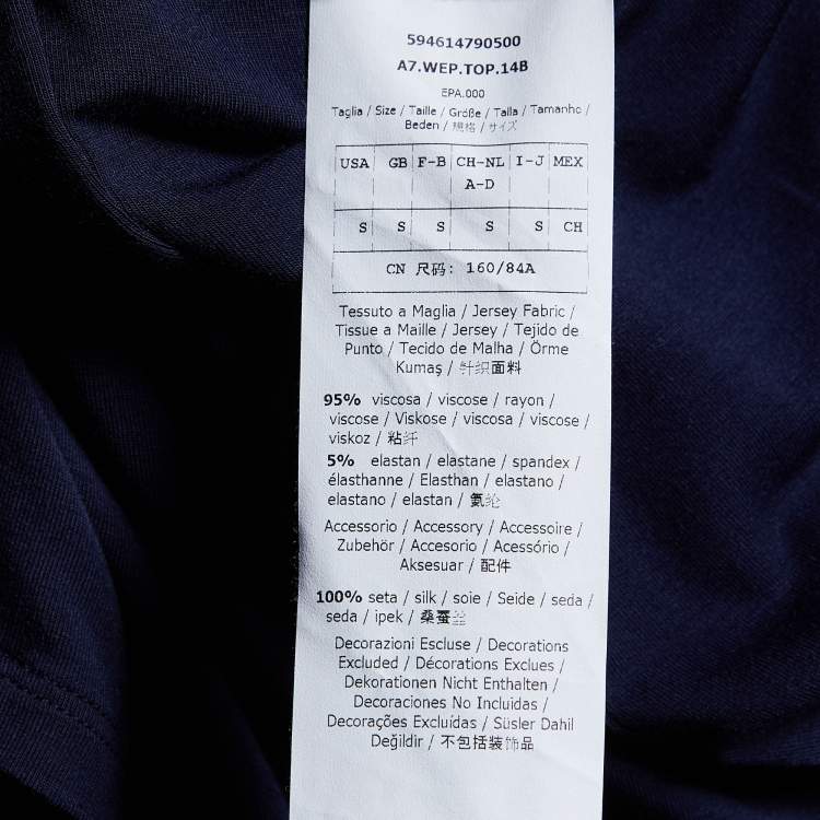 Pre Owned Weekend Max Mara Navy Blue Knit Embellished Neck T-Shirt S