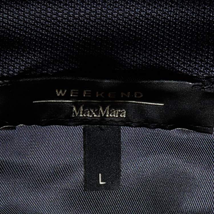 Pre Owned Weekend Max Mara Navy Blue Jersey Mid Length Coat L