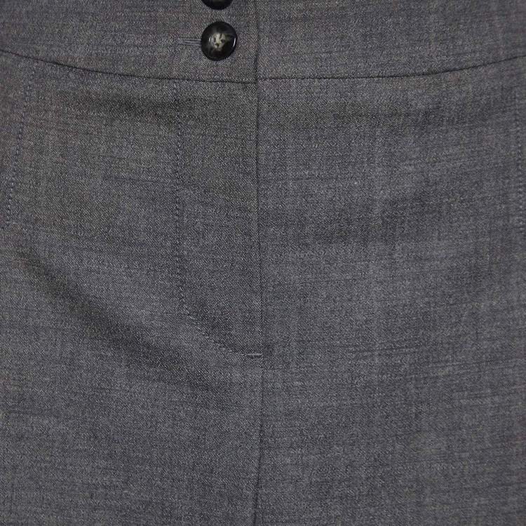 Pre Owned Weekend Max Mara Charcoal Grey Wool & Lace Detail Mini Skirt M