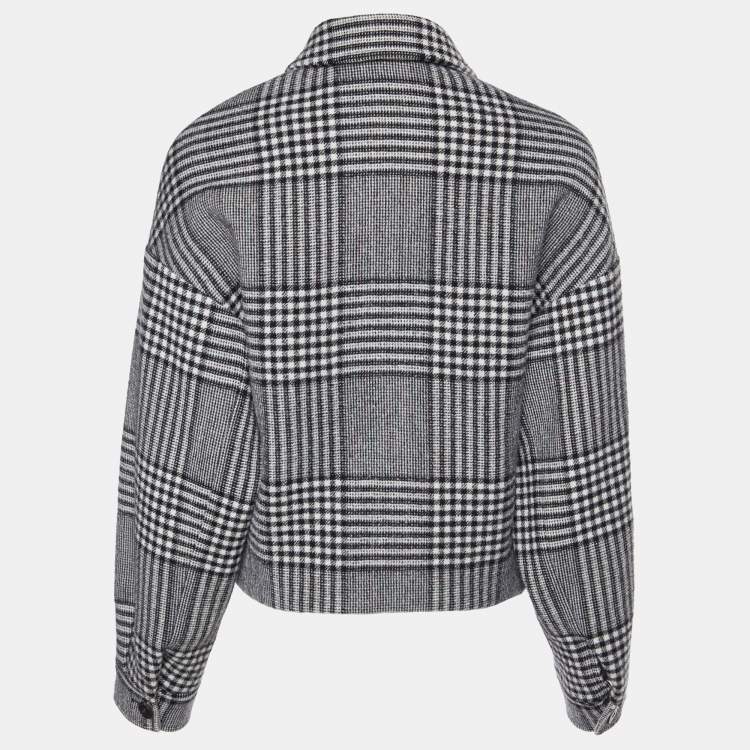 Pre Owned Weekend Max Mara White Houdstooth Wool Batun Cropped Jacket S