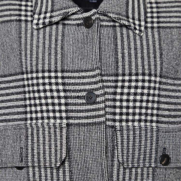 Pre Owned Weekend Max Mara White Houdstooth Wool Batun Cropped Jacket S