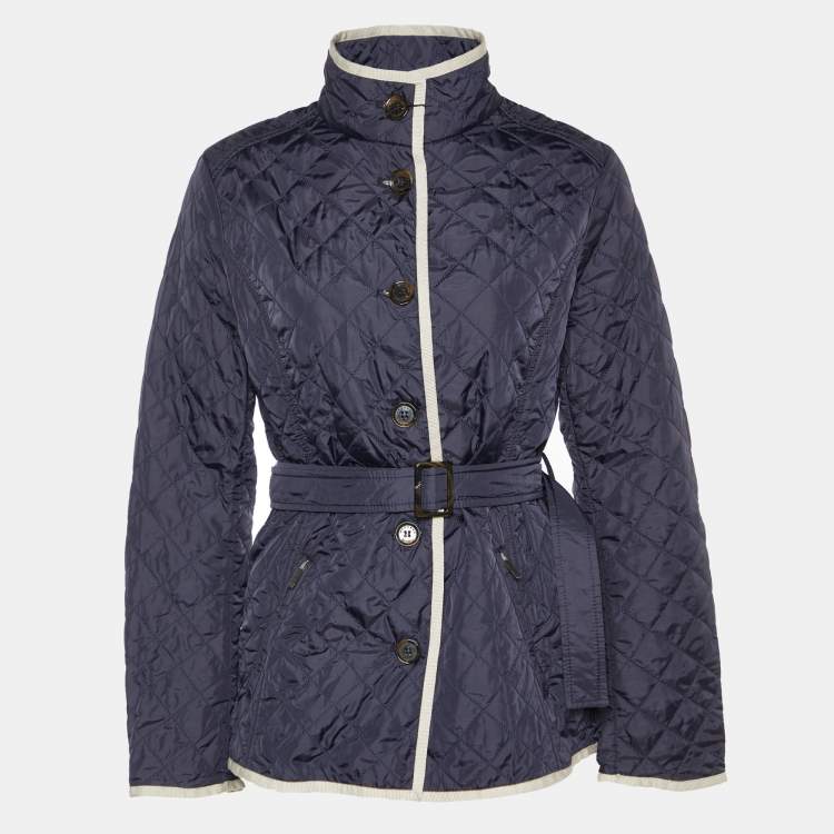 Pre Owned Weekend Max Mara Navy Blue Quilted Button Front Jacket M