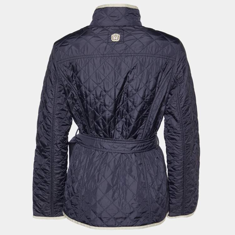 Pre Owned Weekend Max Mara Navy Blue Quilted Button Front Jacket M