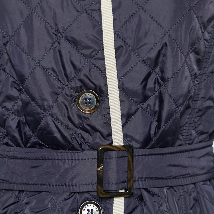 Pre Owned Weekend Max Mara Navy Blue Quilted Button Front Jacket M