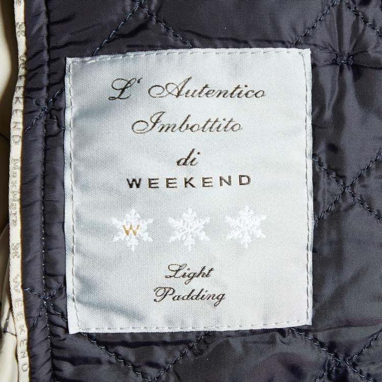 Pre Owned Weekend Max Mara Navy Blue Quilted Button Front Jacket M