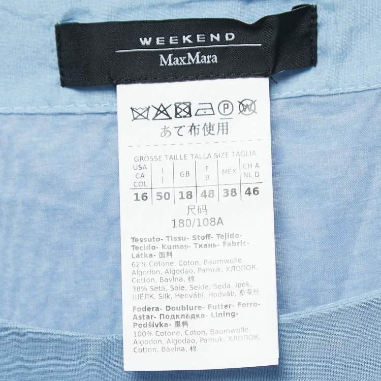 Pre Owned Weekend Max Mara Blue Cotton Blend Tiered Maxi Dress XL