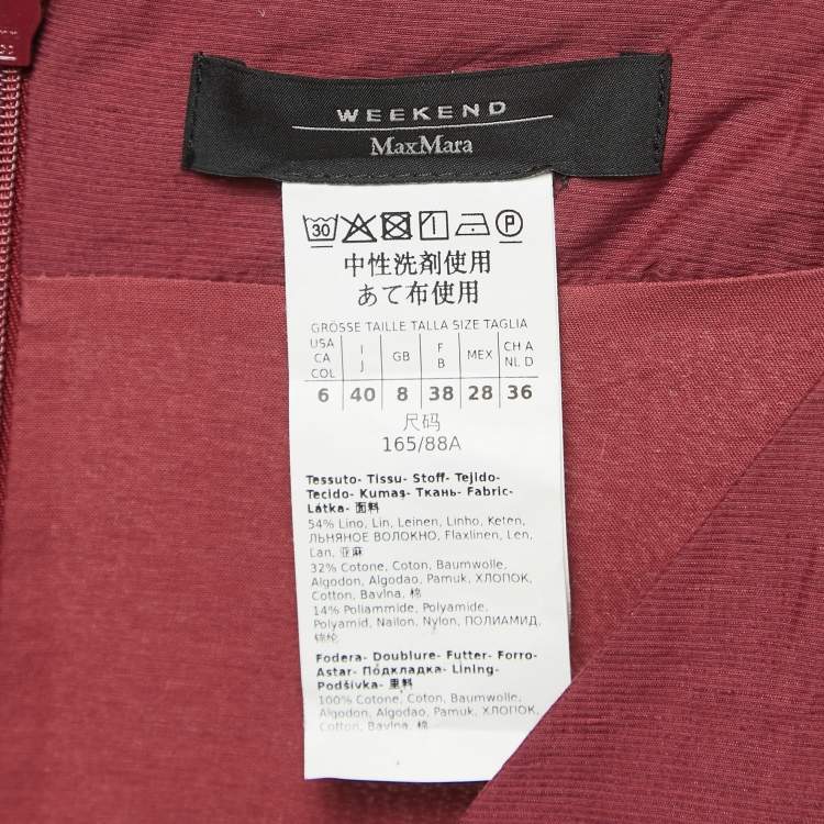 Pre Owned Weekend Max Mara Dark Pink Linen Blend Tiered Maxi Dress S