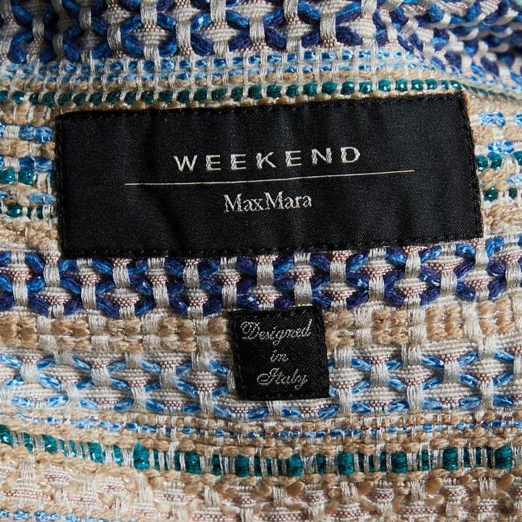 Pre Owned Weekend Max Mara Multicolor Patterned Cotton Knit Open Front Sleeveless Jacket M