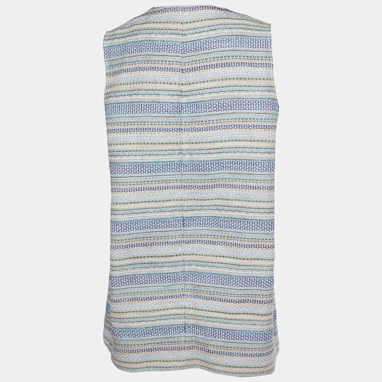Pre Owned Weekend Max Mara Multicolor Patterned Cotton Knit Open Front Sleeveless Jacket M