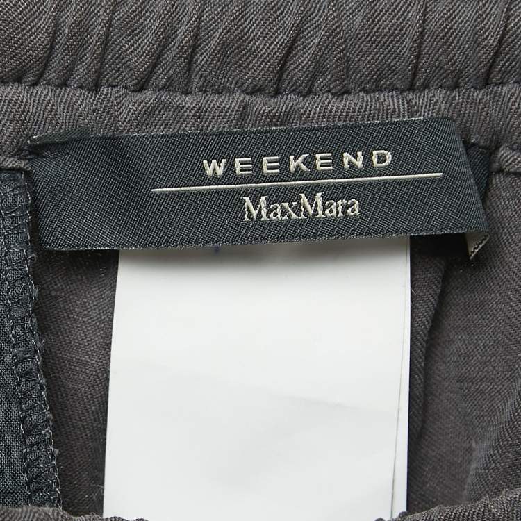 Pre Owned Weekend Max Mara Grey Silk Blend Drawstring Pants S