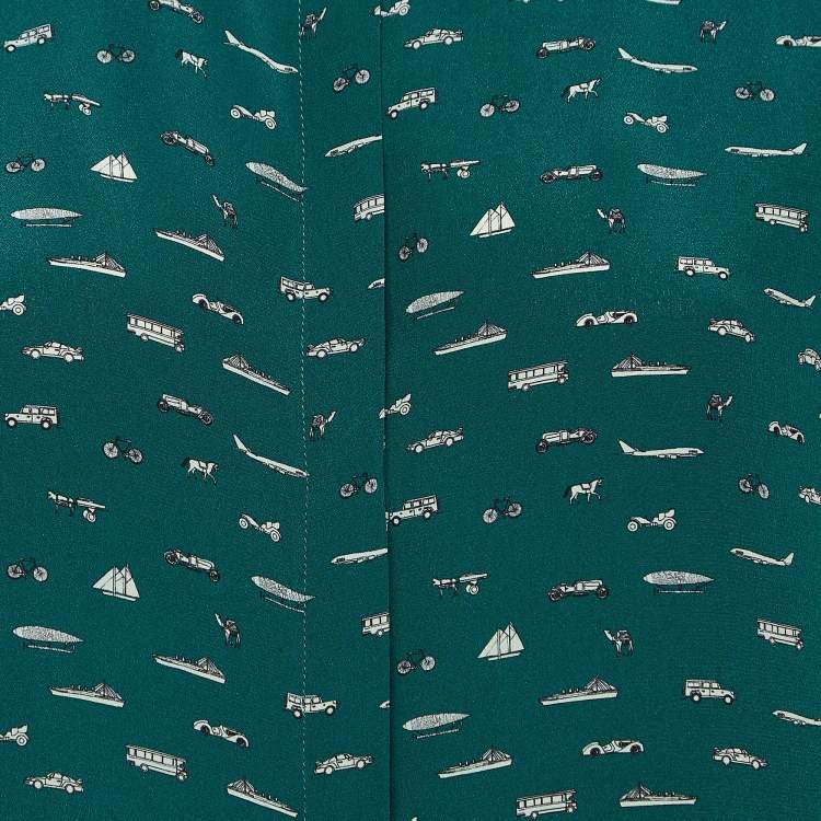 Pre Owned Weekend Max Mara Green Transport Printed Silk Shirt M
