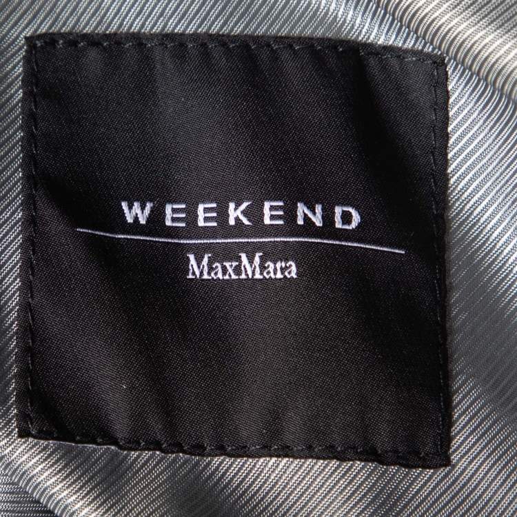 Pre Owned Weekend Max Mara Grey Wool Double Breasted Belted Coat L