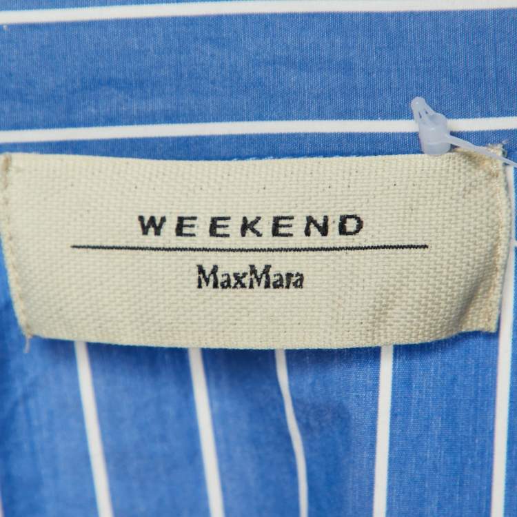 Pre Owned Weekend Max Mara Blue Striped Cotton Button Front Shirt L