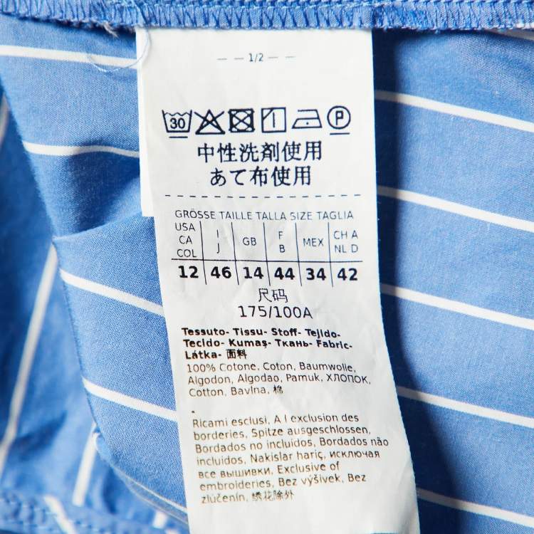 Pre Owned Weekend Max Mara Blue Striped Cotton Button Front Shirt L