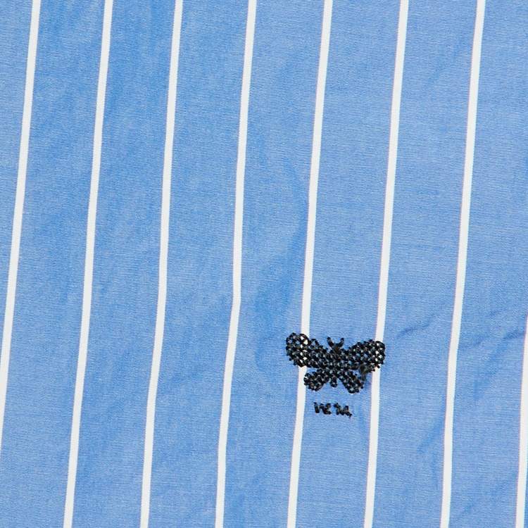 Pre Owned Weekend Max Mara Blue Striped Cotton Button Front Shirt L