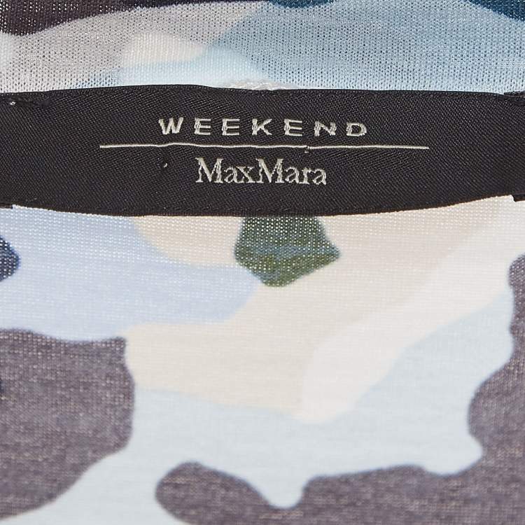 Pre Owned Weekend Max Mara Multicolor Camouflage Print Cotton Half Sleeve T-Shirt XS