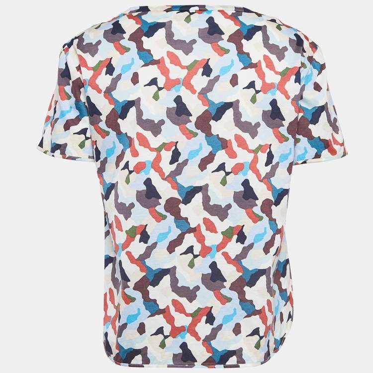 Pre Owned Weekend Max Mara Multicolor Camouflage Print Cotton Half Sleeve T-Shirt XS