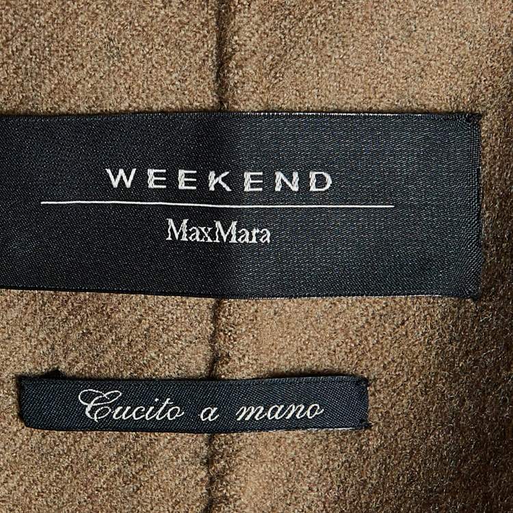 Pre Owned Weekend Max Mara Brown Houndstooth Wool Fur Trimmed Coat S