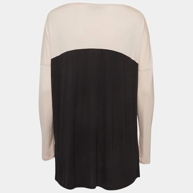 Pre Owned Weekend Max Mara Pink/Black Colorblocked Jersey Top M