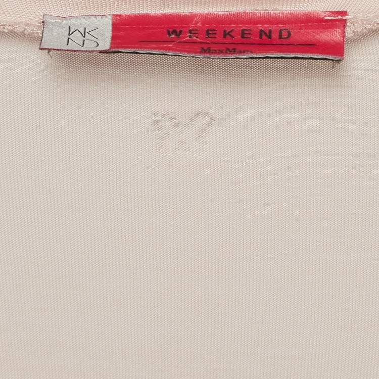Pre Owned Weekend Max Mara Pink/Black Colorblocked Jersey Top M