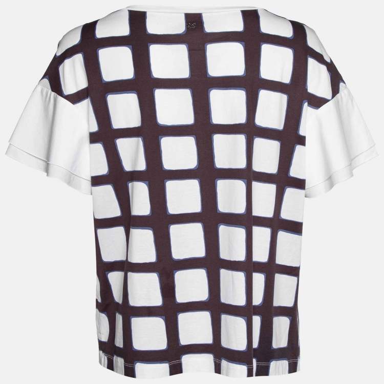 Pre Owned Weekend Max Mara White Check Print Cotton Top XL