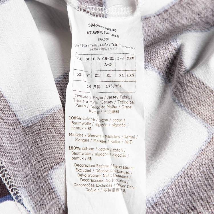 Pre Owned Weekend Max Mara White Check Print Cotton Top XL