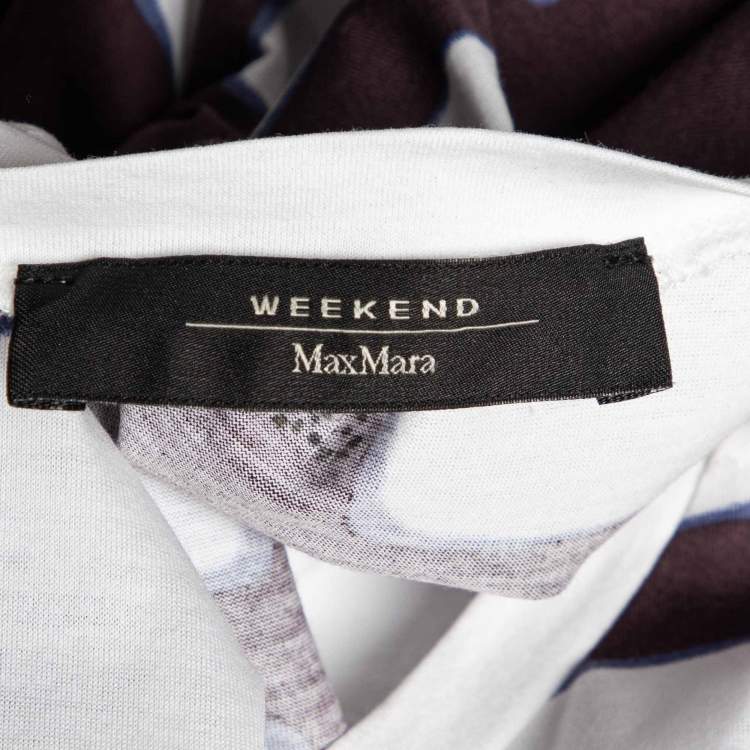 Pre Owned Weekend Max Mara White Check Print Cotton Top XL
