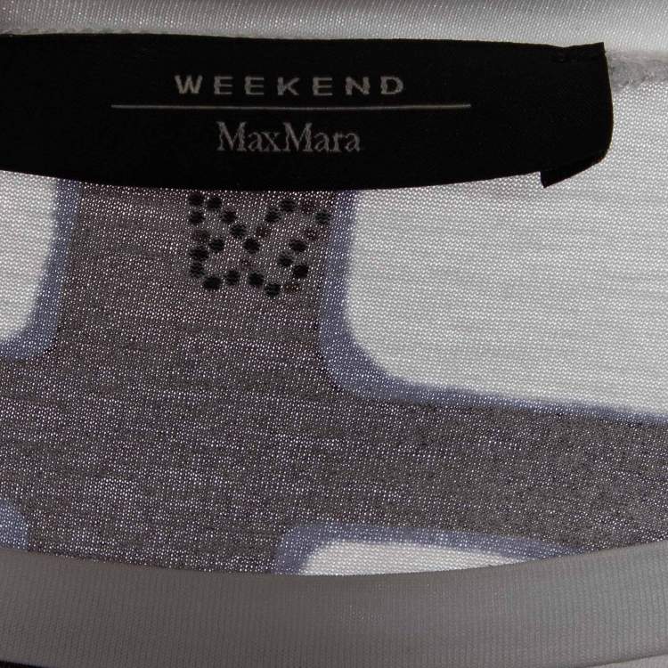 Pre Owned Weekend Max Mara White Check Print Cotton Top XL