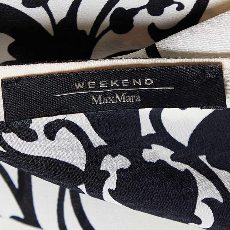 Pre Owned Weekend Max Mara Cream Printed Silk Kaftan Top M