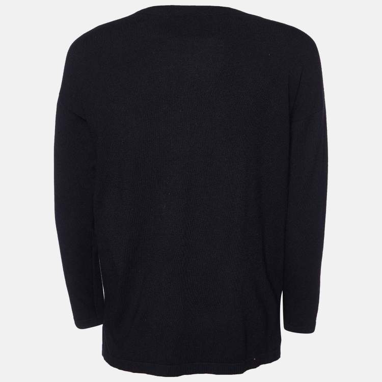 Pre Owned Weekend Max Mara Black Knit Button Front Cardigan S
