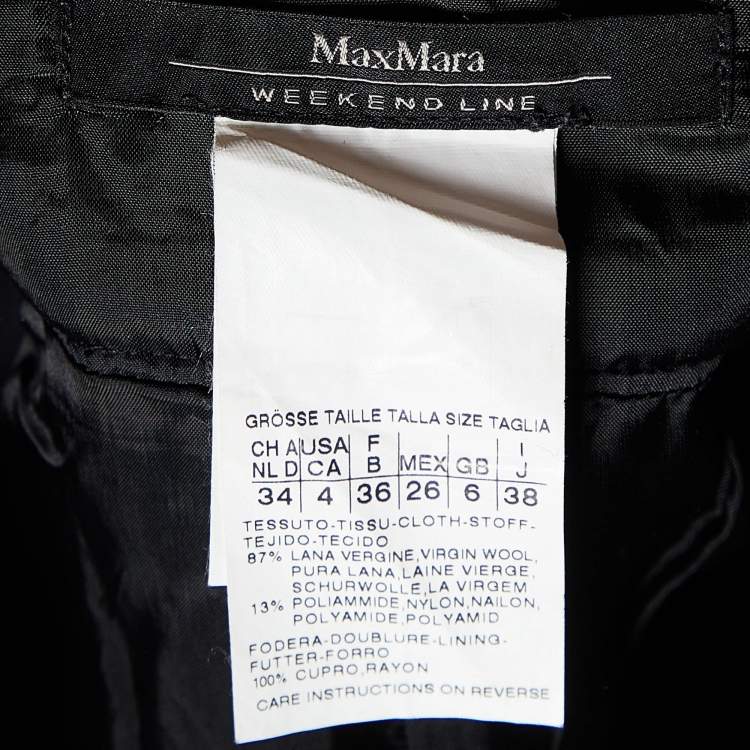 Pre Owned Weekend Max Mara Grey Zig Zag Wool Knee Length Skirt S