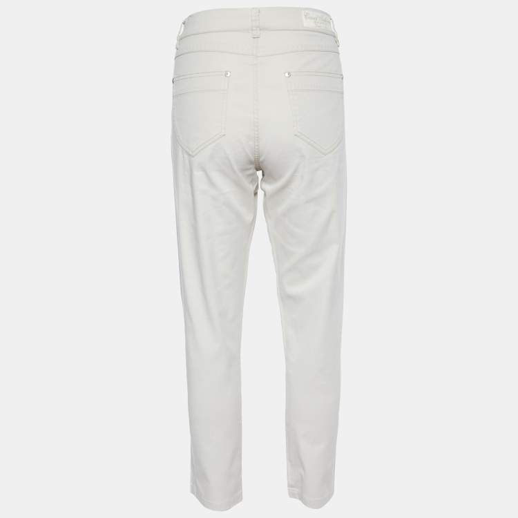 Pre Owned Weekend Max Mara Cream Cotton Straight-Leg Pants M
